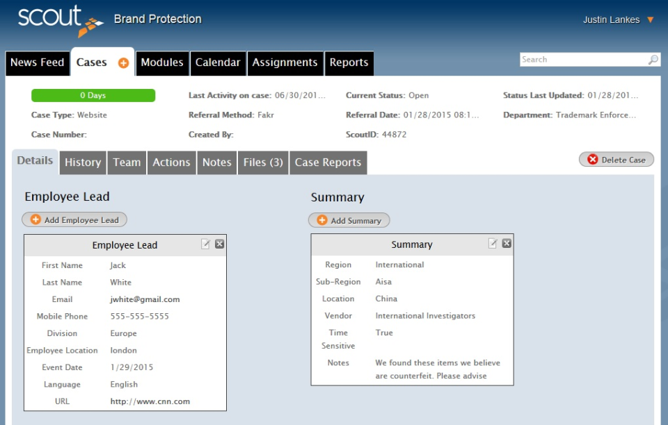 screenshot of SCOUT CMS